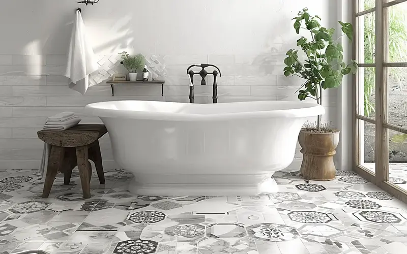 Flooring with Flair (Modern Boho Bathroom Ideas)