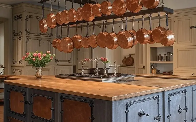 Copper Pots, Gleaming Accents