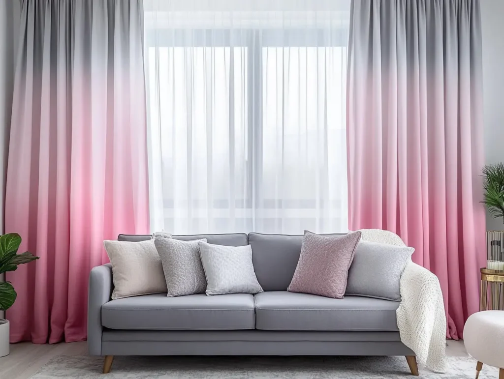 Pink and Grey Ombre Curtains: