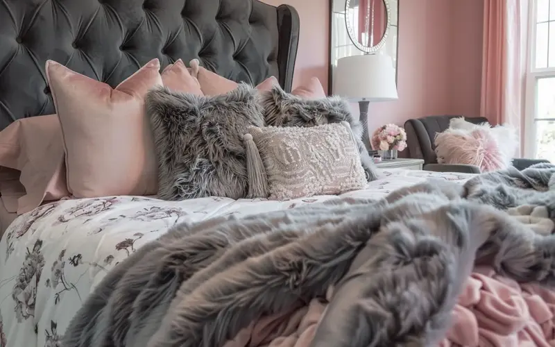 Blush and Charcoal Boudoir: