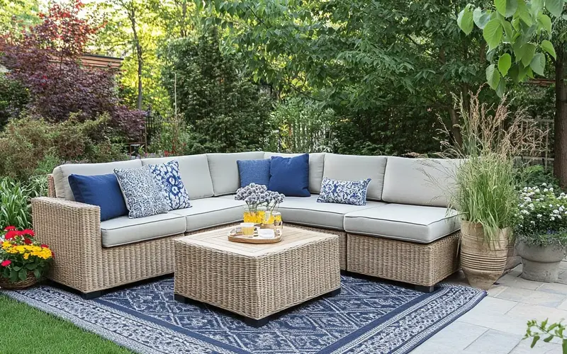 Define the Space with an Outdoor Rug: