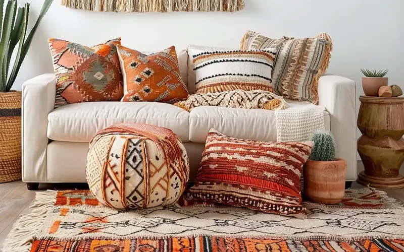 Transform Your Space with These 17 Must-Haves: Layered Textiles: Mixing Textures and Patterns for Visual Interest: Textiles are the soul of boho-chic design. Layer rugs (like the Safavieh Handmade Moroccan Boho Chic Rug), throws, cushions, and tapestries in a mix of textures and patterns. Think plush wool throws paired with woven cotton blankets and tribal-printed cushions. Don't be afraid to experiment – the more eclectic, the better!