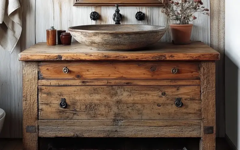 Reclaimed Wood Vanity: