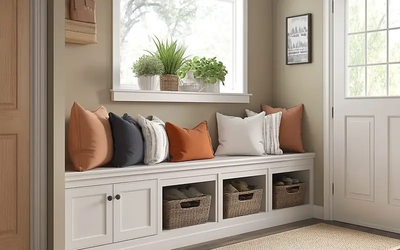 Built-in Bench with Storage: