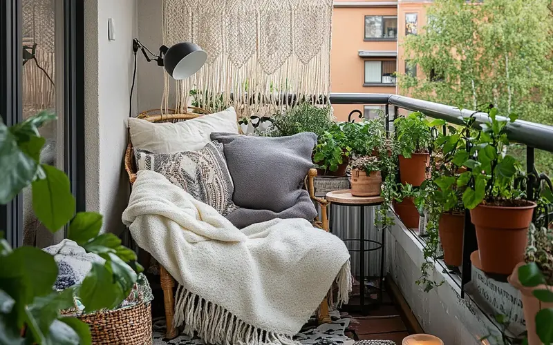 Cozy Reading Nook (Swedish-Inspired Balcony):