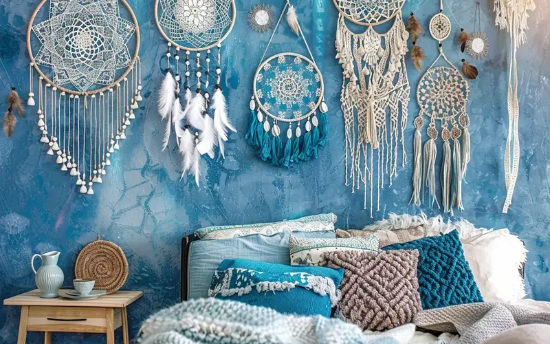 Dreamcatchers and Wall Hangings: Whimsical Touches: Dreamcatchers have a rich history and symbolism, believed to filter out bad dreams and allow only good ones to pass through. Their intricate designs and natural materials make them a perfect fit for the boho-chic aesthetic. Hang one above your bed or in a cozy corner for a touch of whimsy and good vibes. But don't stop there! Get creative with other wall hangings like woven textiles (like the NOVICA Handcrafted Wall Tapestry), macramé pieces, or even your favorite hats and scarves. These additions add visual interest and a touch of your unique personality to the walls.