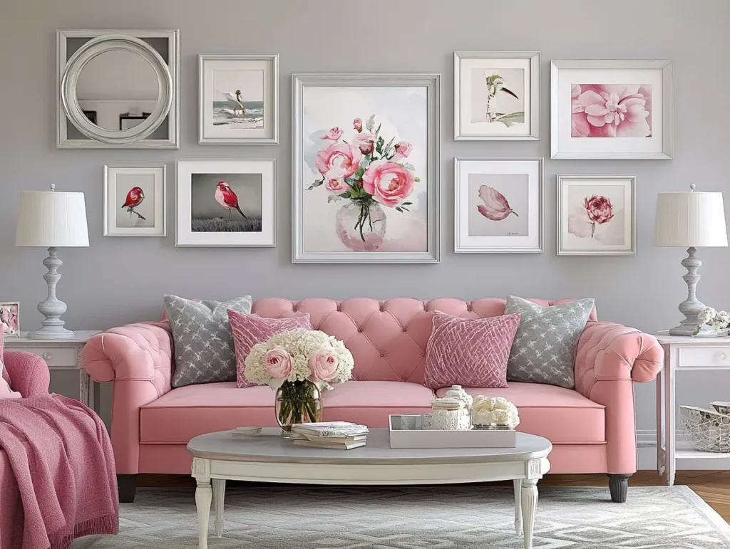 Pink and Grey Gallery Wall: