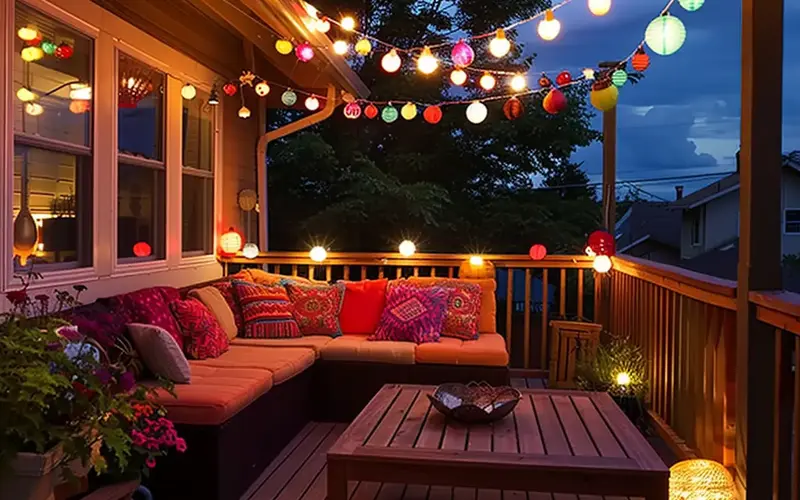 String Light Soiree: Illuminate your evenings with the whimsical charm of string lights. Whether you opt for classic fairy lights or colorful globe lights, their warm glow creates a magical backdrop for gatherings, al fresco dining, or simply relaxing under the stars.