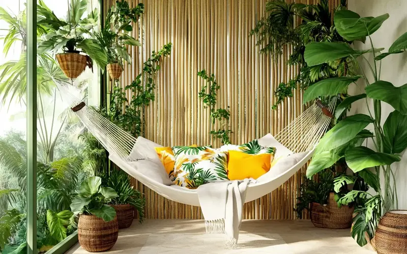 Mid-Century Inspired Balcony: Tropical Paradise: