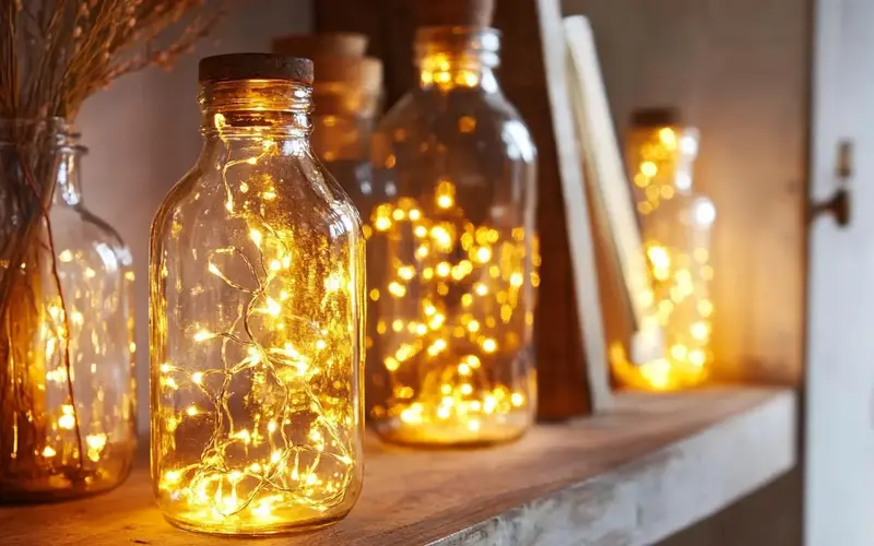 Fairy Lights in Glass Jars or Bottles: