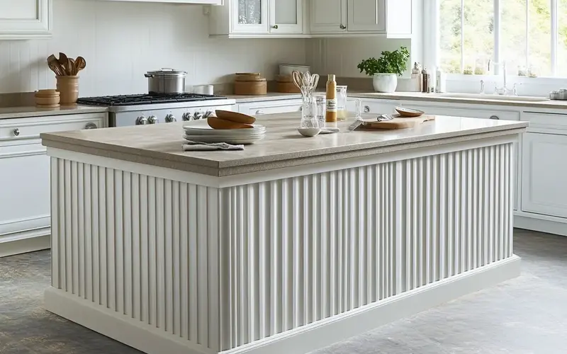 Kitchen Island Fluted Cabinet: