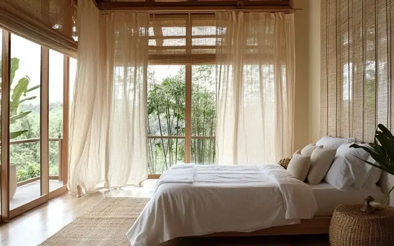 Natural Fiber Curtains or Blinds: