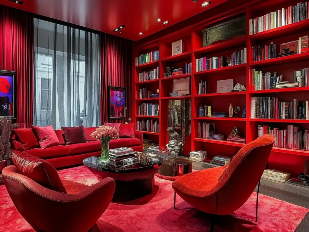 Red Bookshelves