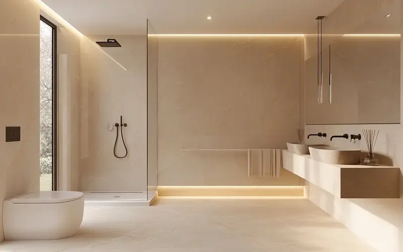 Bathroom: Modern Minimalist, German Efficiency at its Core: