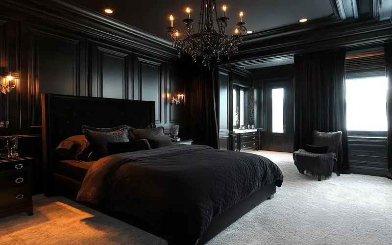 Black Chandelier Hanging from the Ceiling: