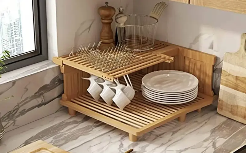 Corner Dish Rack: Utilizes often-overlooked corner space: