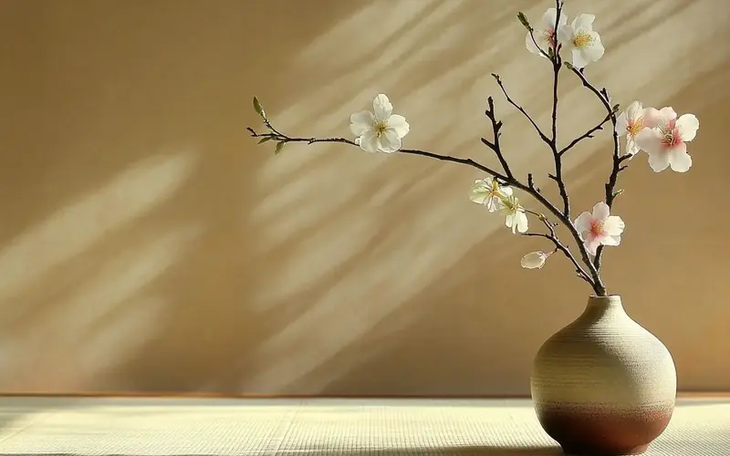 Ikebana Floral Arrangements (Tranquil Japanese-Style Living Room):