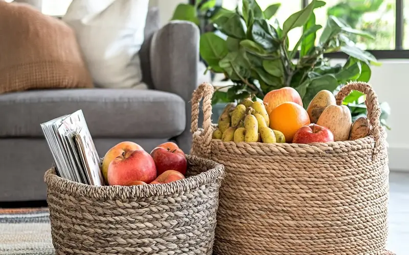 Incorporate Woven Baskets: