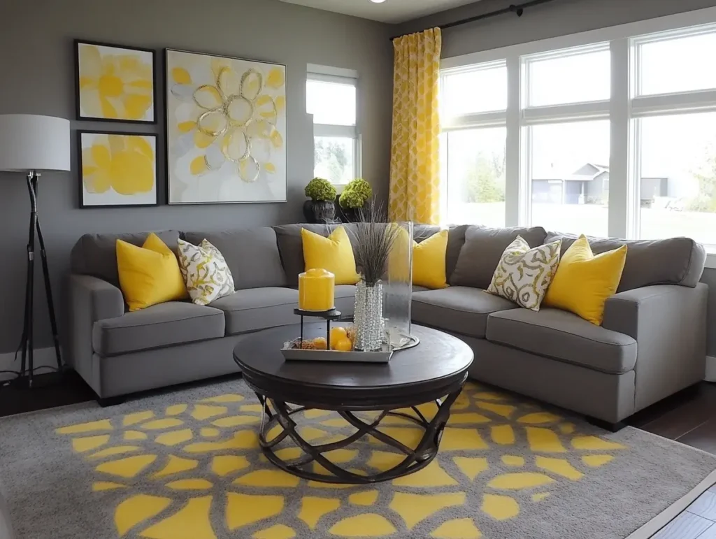 Monochromatic Grey with Yellow Accents: