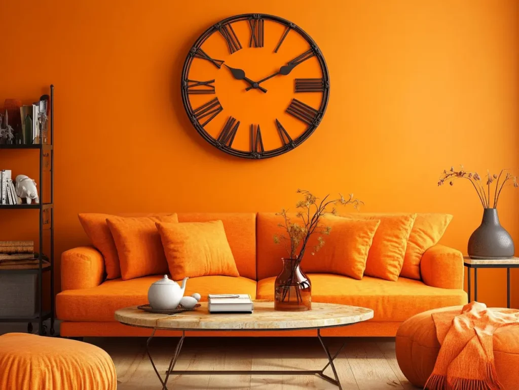 Orange Wall Clock: