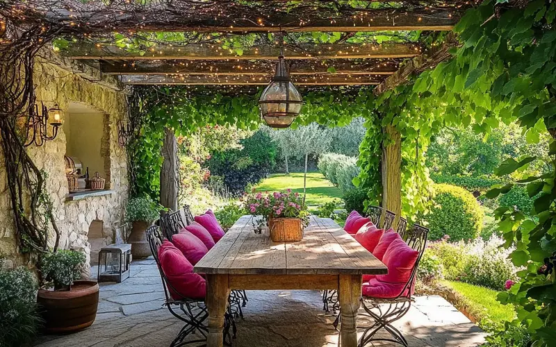 Outdoor Dining Area with Pergola (French-inspired Outdoors):