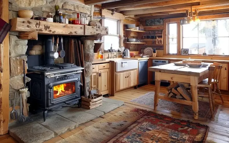 Wood-Burning Stove, Cozy Ambiance: