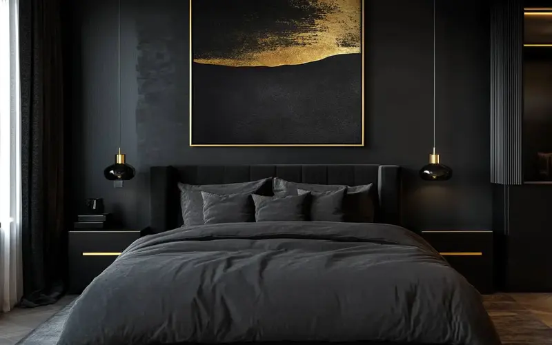 Black Wall Art with Gold Framing: