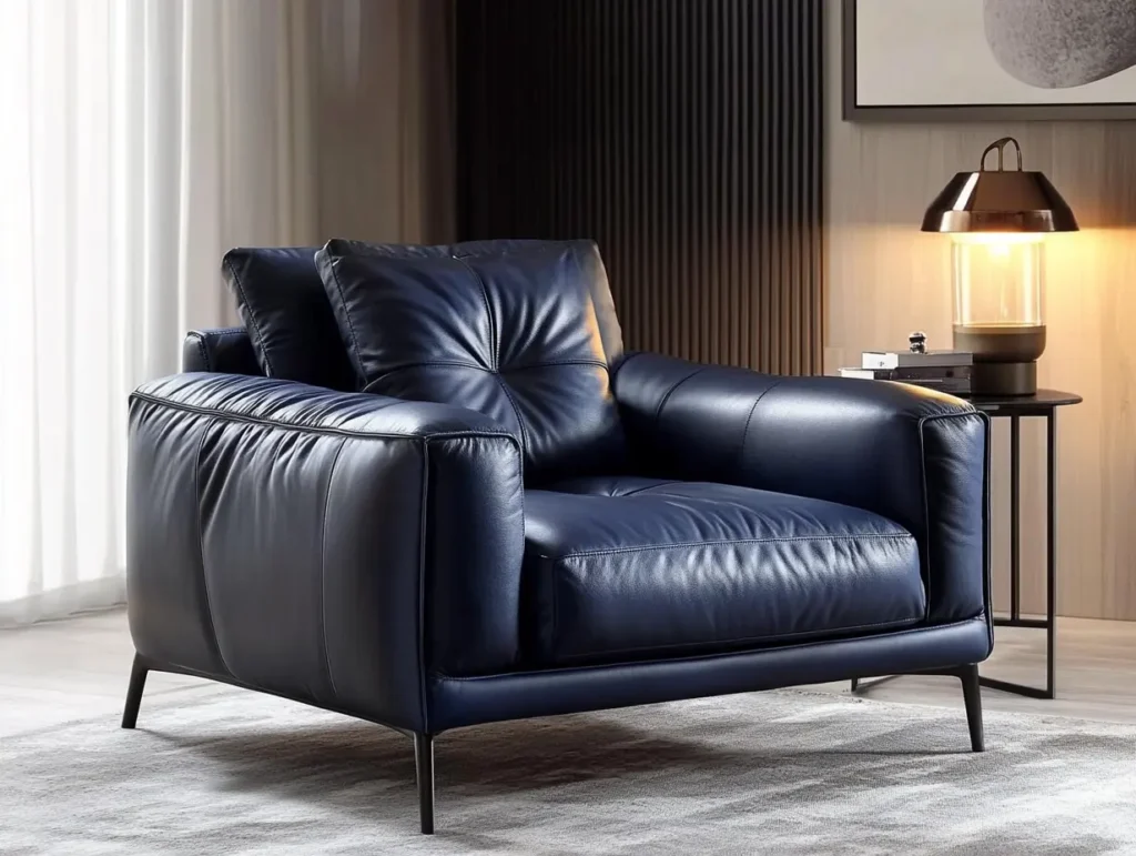 The Navy Leather Armchair: Masculine Sophistication: