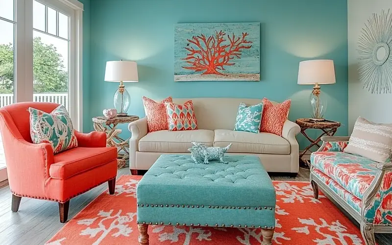 Cheerful Turquoise & Coral: