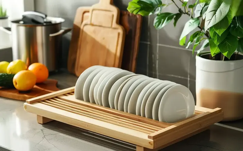 Drying Rack with Integrated Drainboard: Prevents water from pooling on the countertop: