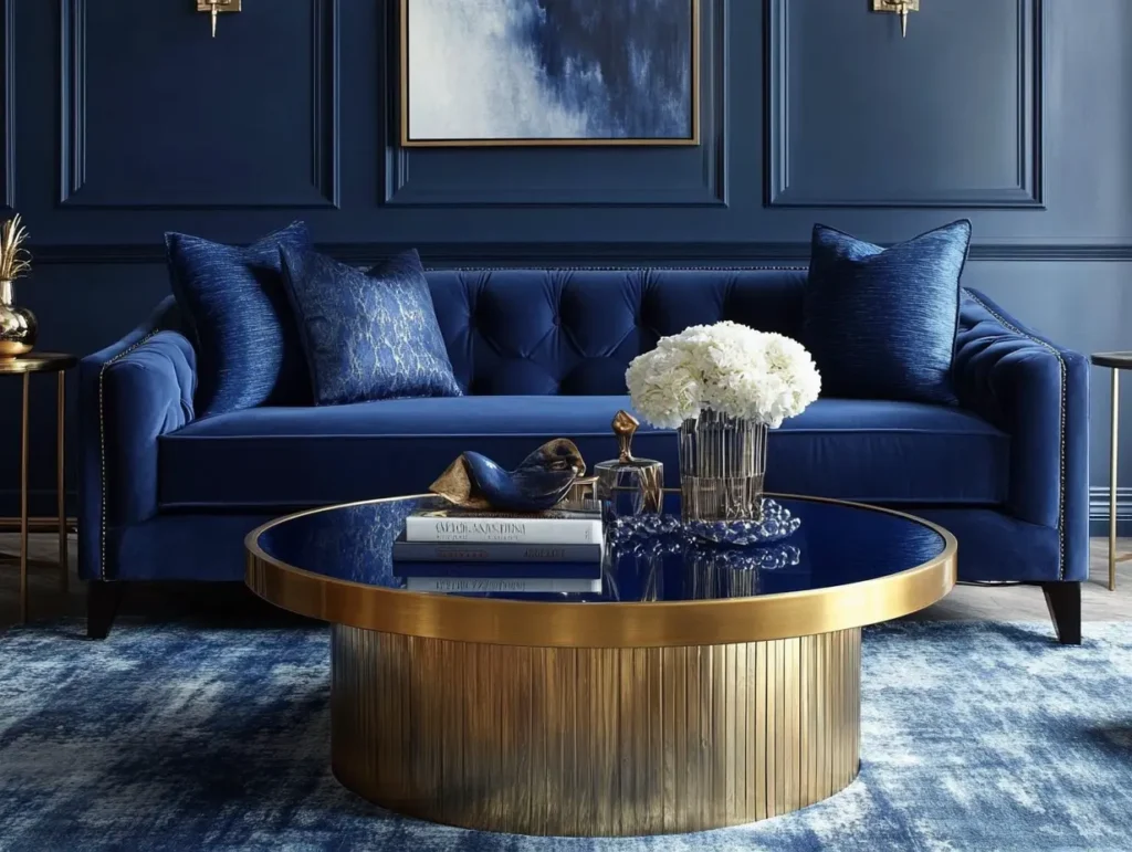 Navy & Brass Coffee Table: Glamorous Centerpiece: