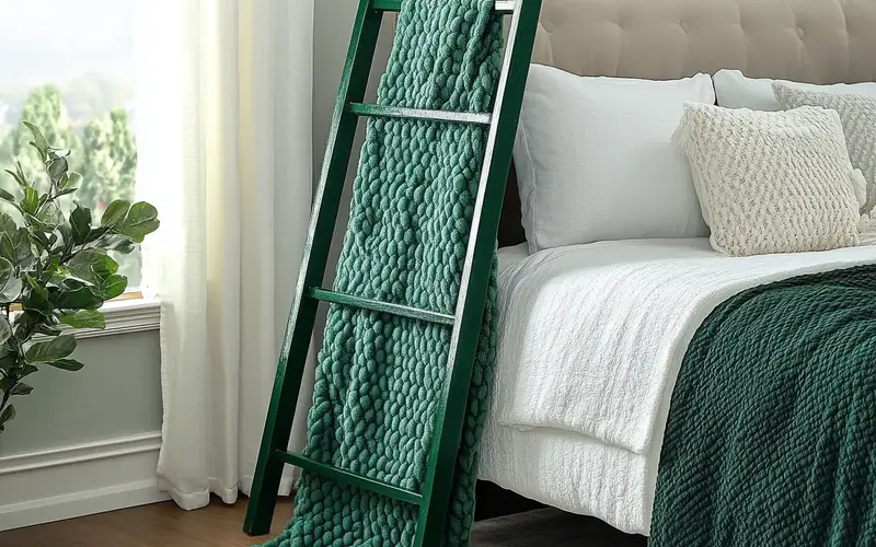 Emerald Green Throw Blanket Ladder: