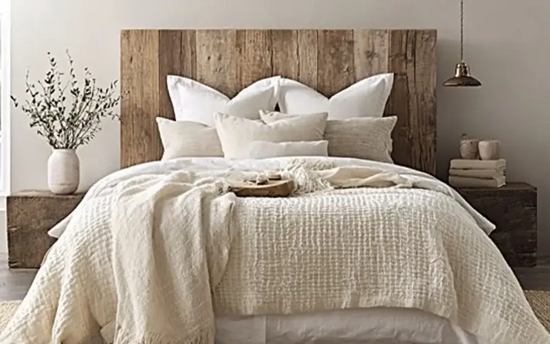 Natural Wood Headboard: