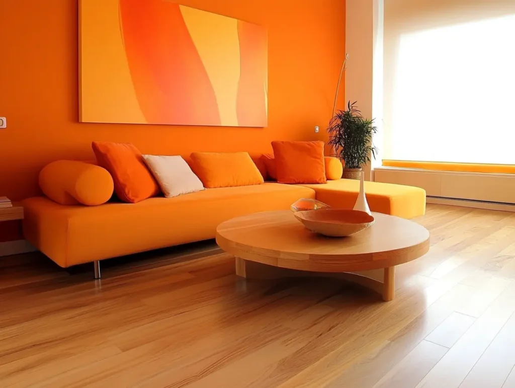 Orange-Toned Wood Accents: