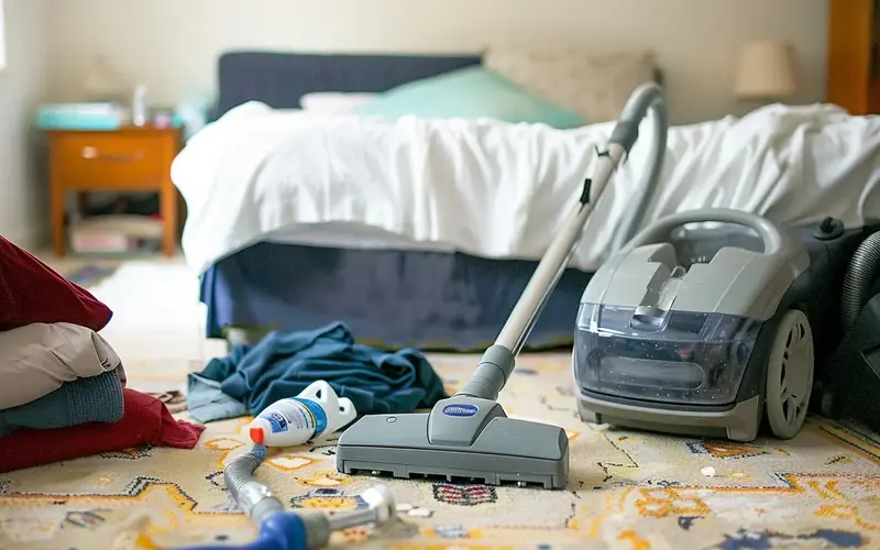 Other: A vacuum cleaner must keep carpets and floors clean, and a laundry basket or hamper is essential for corralling dirty clothes. A basic toolkit will come in handy for minor repairs, and don't forget to have batteries on hand for smoke detectors and other devices. 