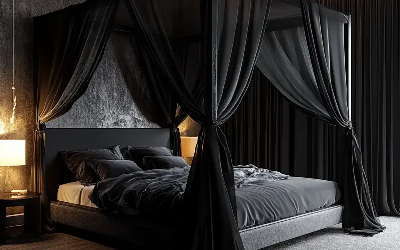 Dreamy Drapery: Black Canopy Bed: