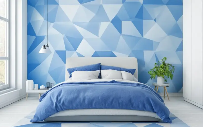 Geometric Blue Patterned Wallpaper: