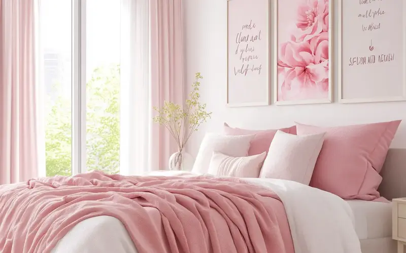 Pink Wall Art with Calming Quotes: