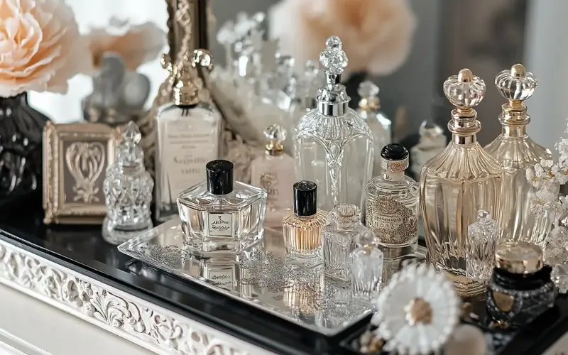 Vintage-Inspired Perfume Bottles or Vanity Trays: