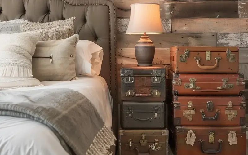 Vintage Suitcases as Nightstands: