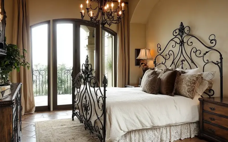 Bedroom: Wrought Iron Bed Frame: 