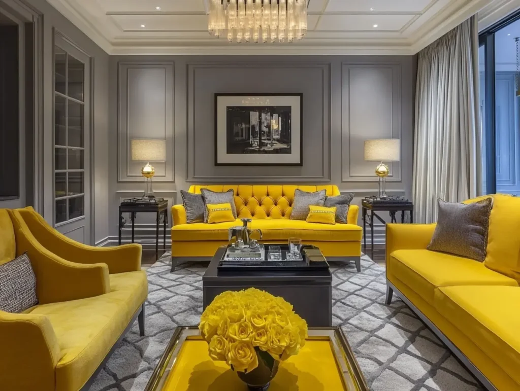 Grey Walls, Yellow Furniture: