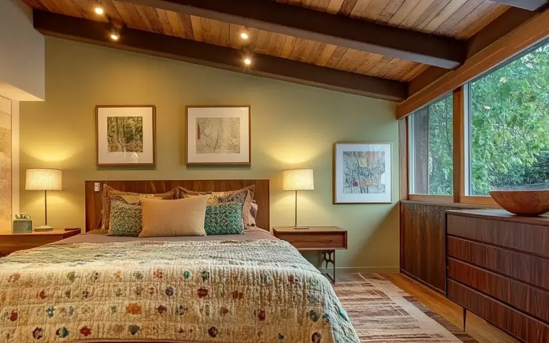 Mid-Century Inspired Bedroom: Rustic Warmth: