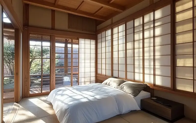 Shoji Screens as Room Dividers (Japanese-Style Bedroom):