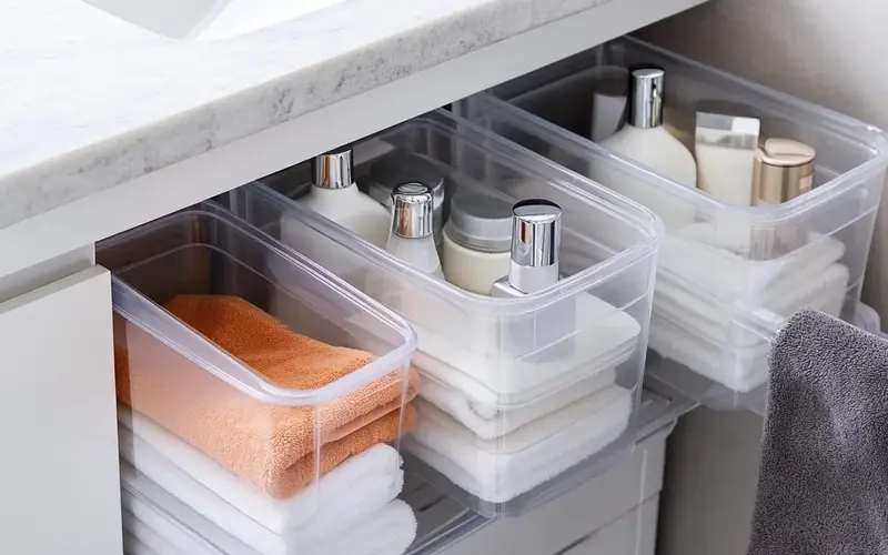 Stackable Clear Bins: 