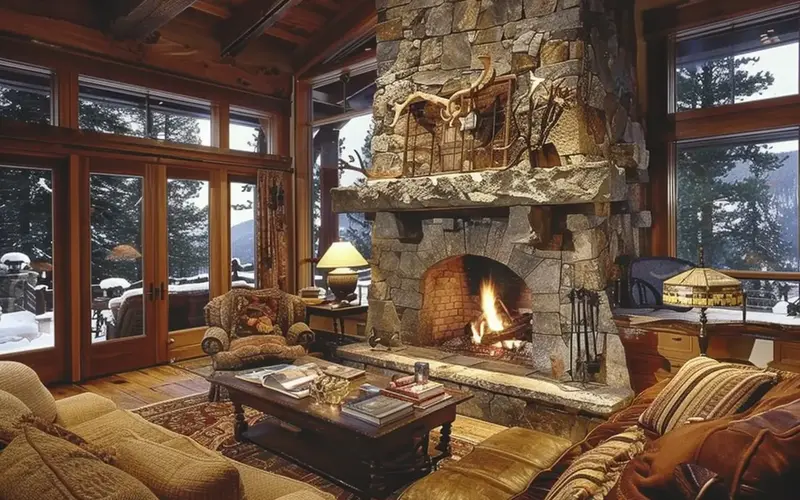 Stone Fireplace: The Heart of a Rustic Retreat: