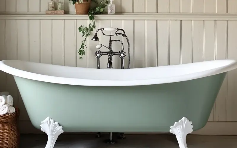 Clawfoot Tub with Vintage Fixtures (British-Inspired Bathroom): 