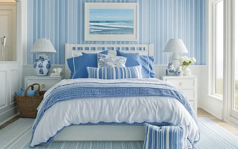 Coastal Blue and White Stripes: