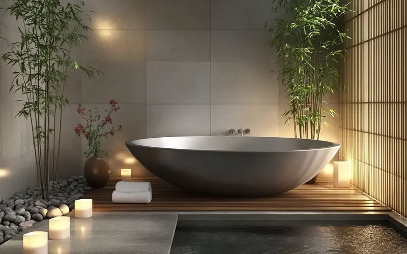 Mid-Century Inspired Bathroom: Japanese Zen: