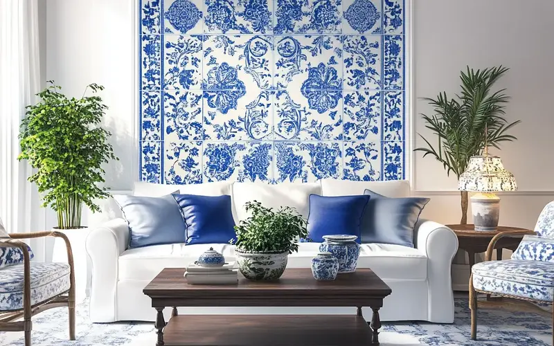 Living Room: Azulejo Accent Wall: